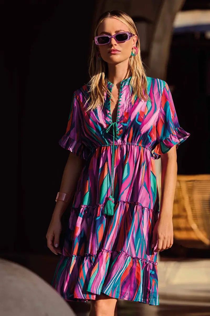 ABITO CON GONNA A BALZE INES | Colore: Multi | Taglia: L