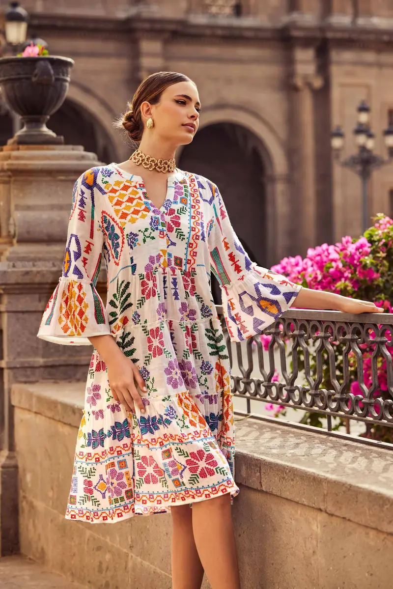 ABITO CON GONNA A BALZE SIBILLA | Colore: Multi | Taglia: S