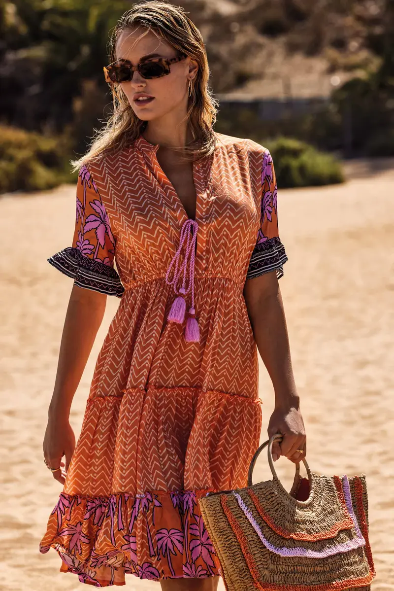 ABITO CON GONNA A BALZE SOLEIL | Colore: Multi | Taglia: XL