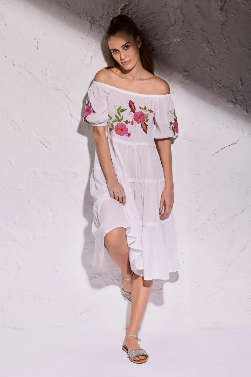 ABITO CON MANICA A SBUFFO PAIGE | Colore: Bianco | Taglia: L