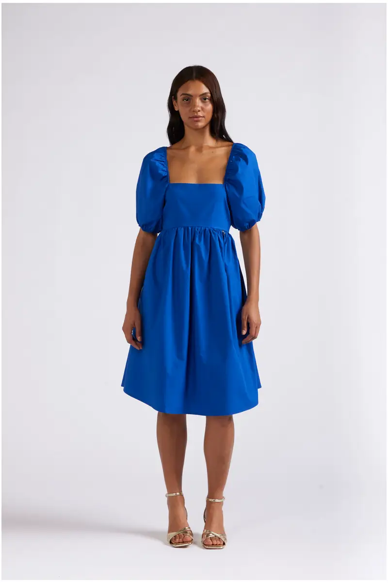 abito con maniche a palloncino e ampia scollatura posteriore royal m