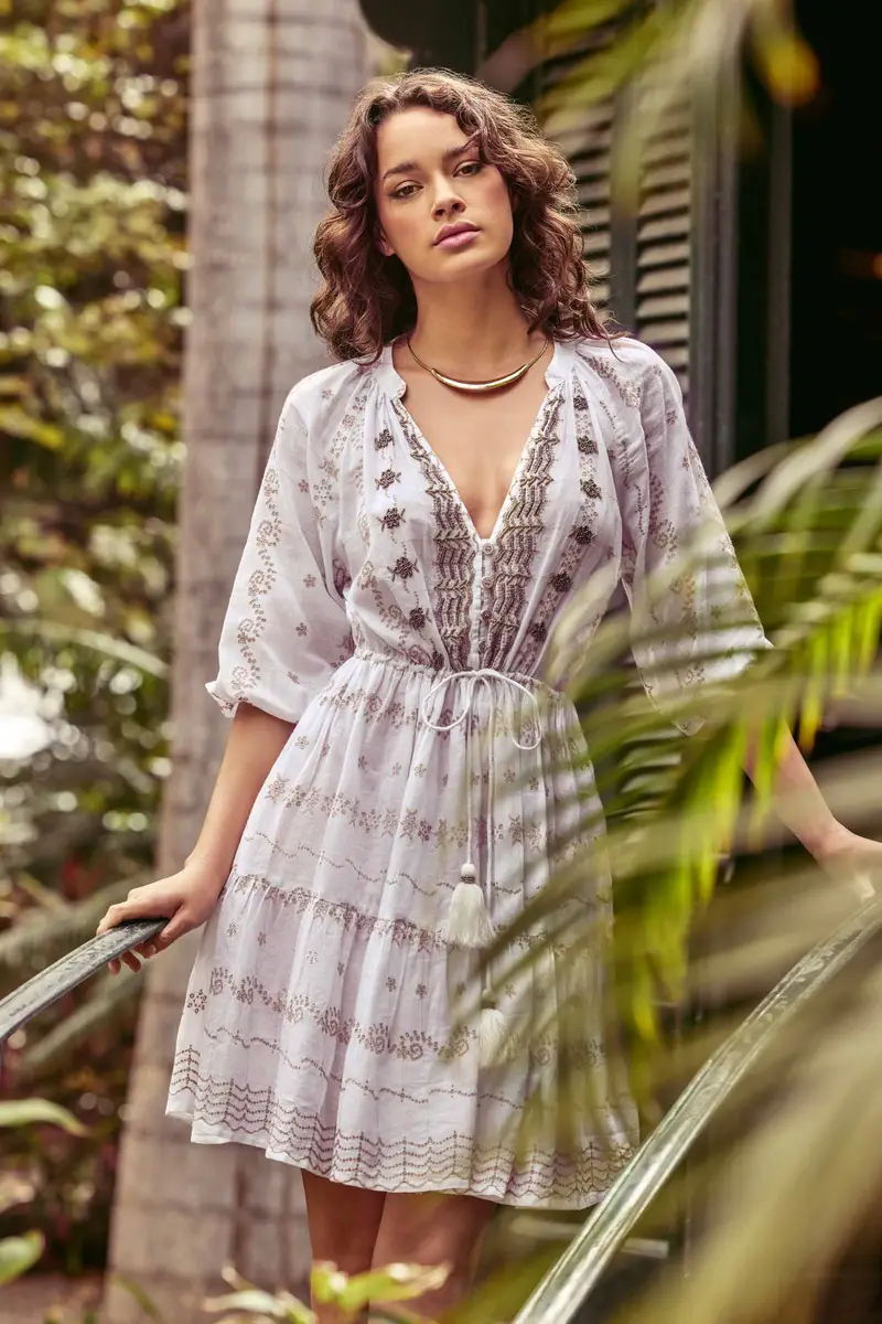 ABITO CON RICAMI SALLY | Colore: Bianco | Taglia: M