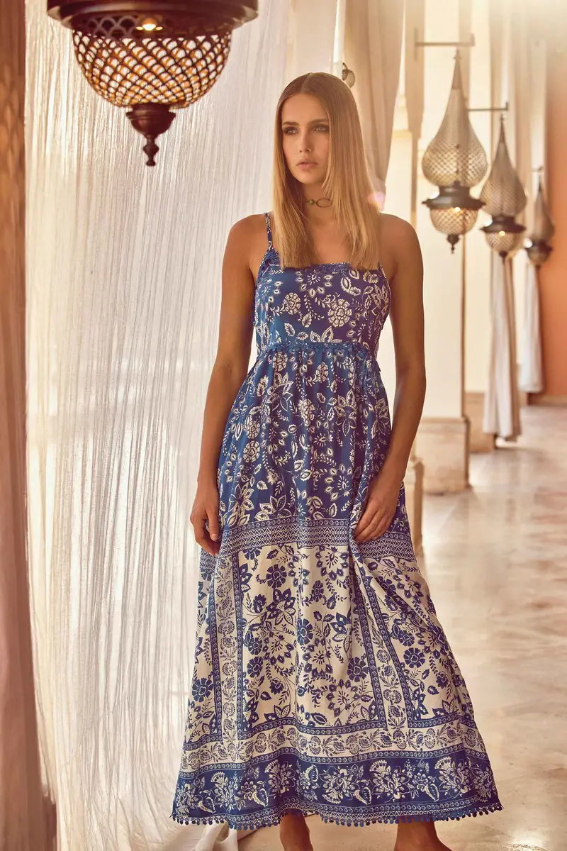 ABITO CON SPALLINE FLOREALE NEI TONI BLU | Colore: Multi | Taglia: M