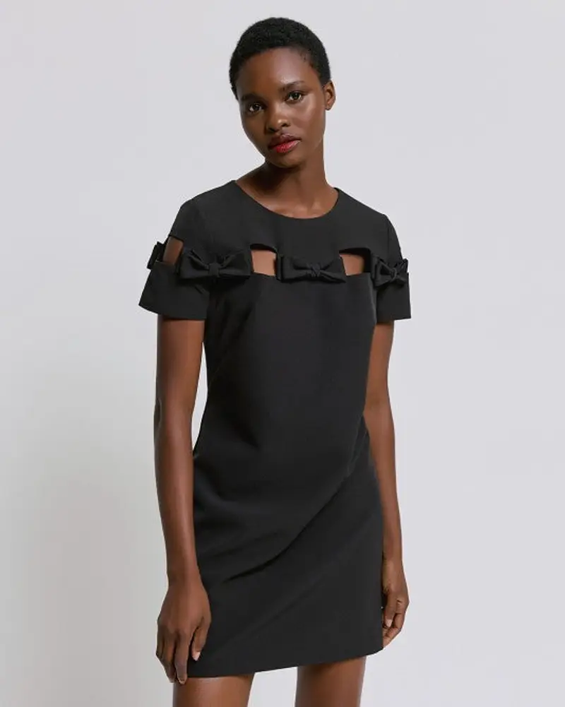 Abito Cort con Fiocchi Nero miniatura 2