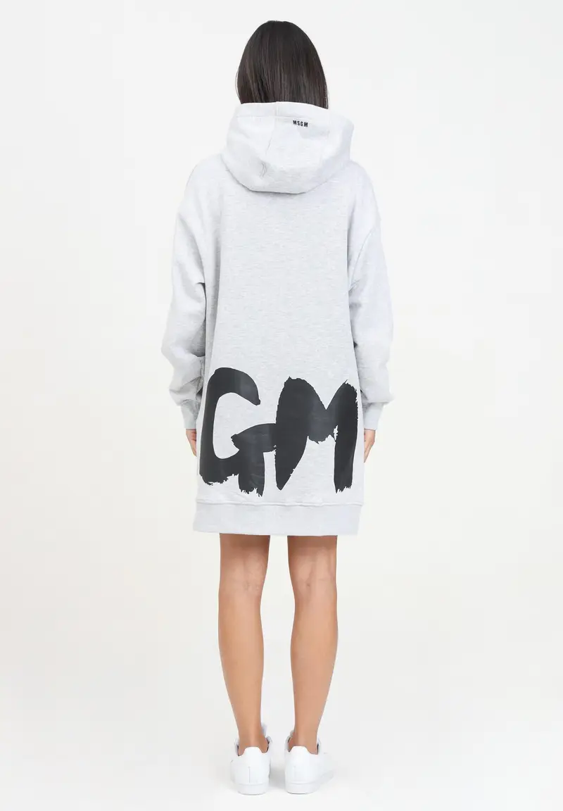 Abito corto grigio per donna e bambina con maxi stampa logo miniatura 2