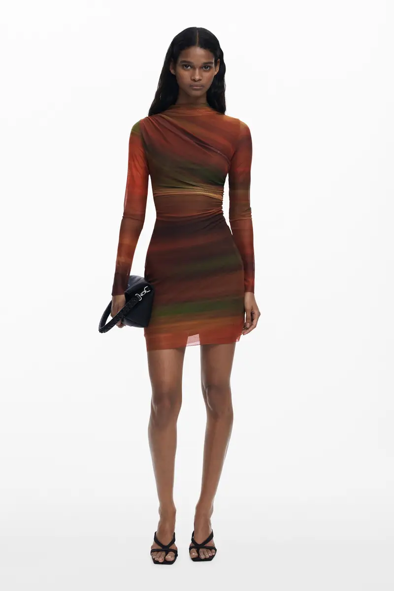 Abito corto in tulle drappeggiato