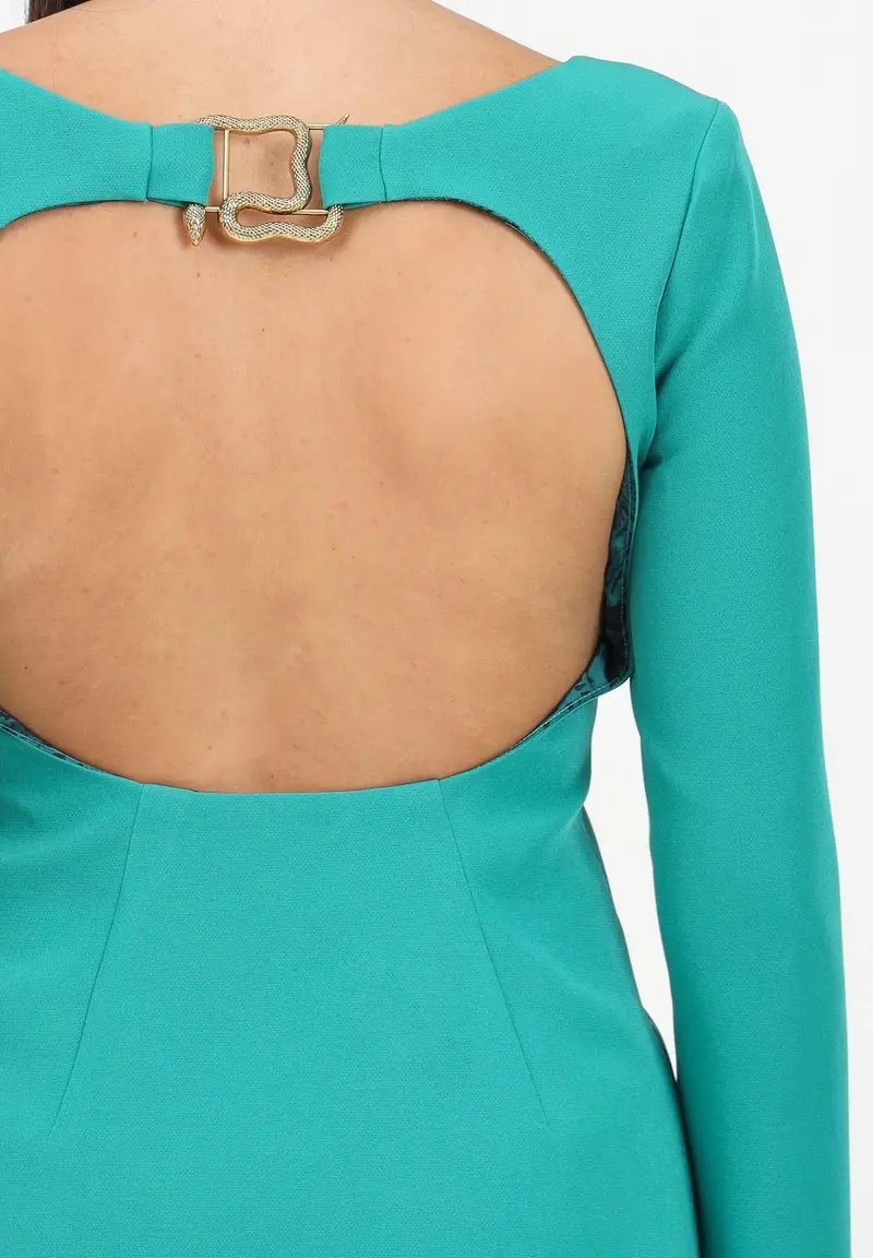 Abito corto verde da donna con schiena scoperta miniatura 2