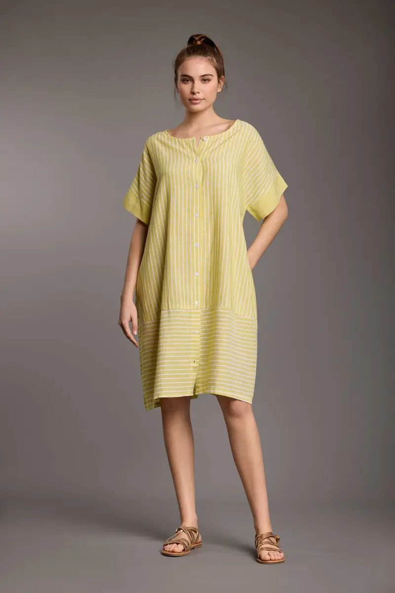 ABITO IN MISTO LINO GESSATO NIVES | Colore: Lime | Taglia: One size