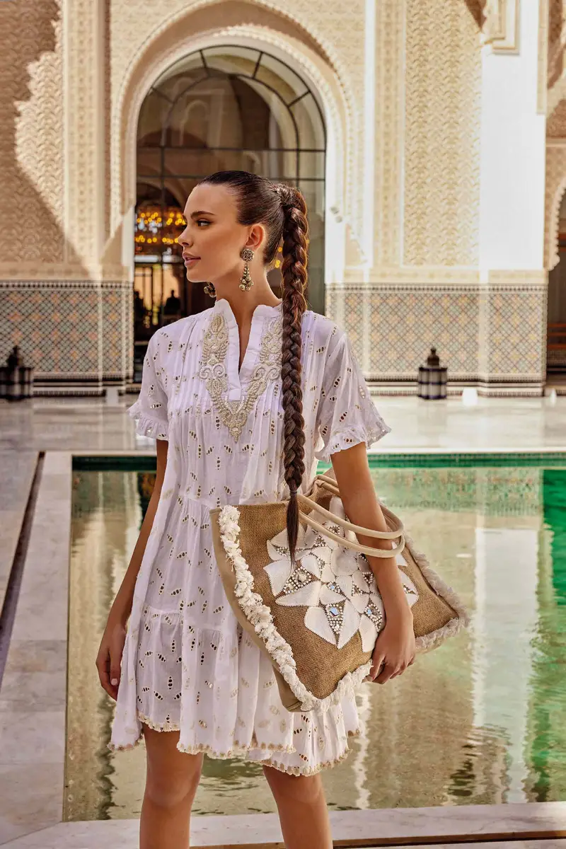 ABITO IN PIZZO PREGIATO ANGIE | Colore: Bianco | Taglia: L