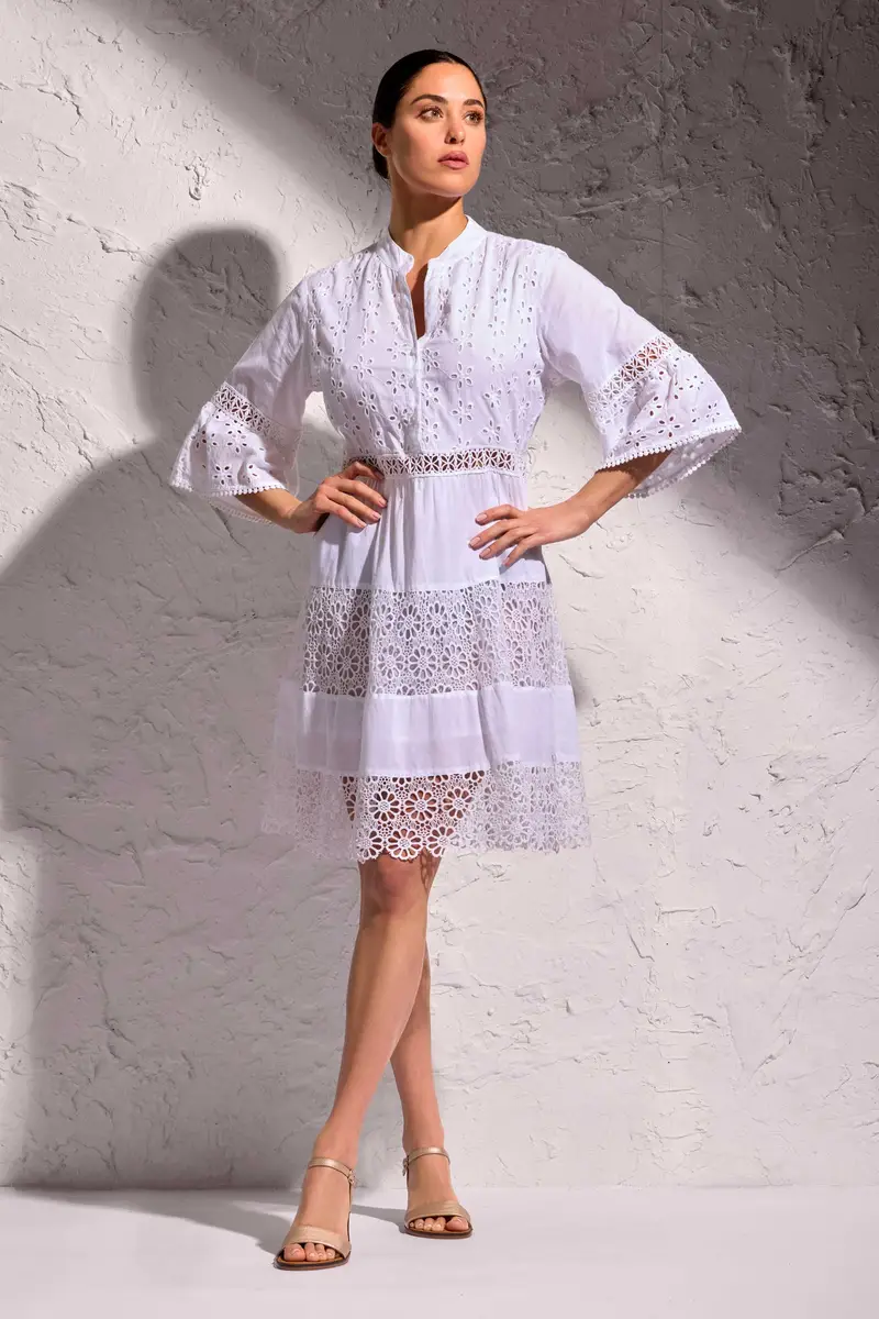 ABITO IN PIZZO PREGIATO CLIO | Colore: Bianco | Taglia: XXL