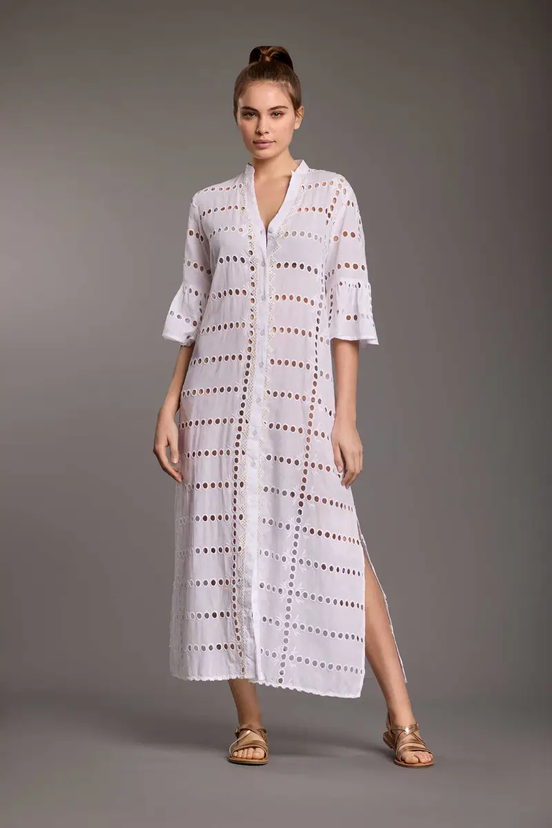 ABITO IN PURO COTONE TRAFORATO ZOE | Colore: Bianco | Taglia: XL