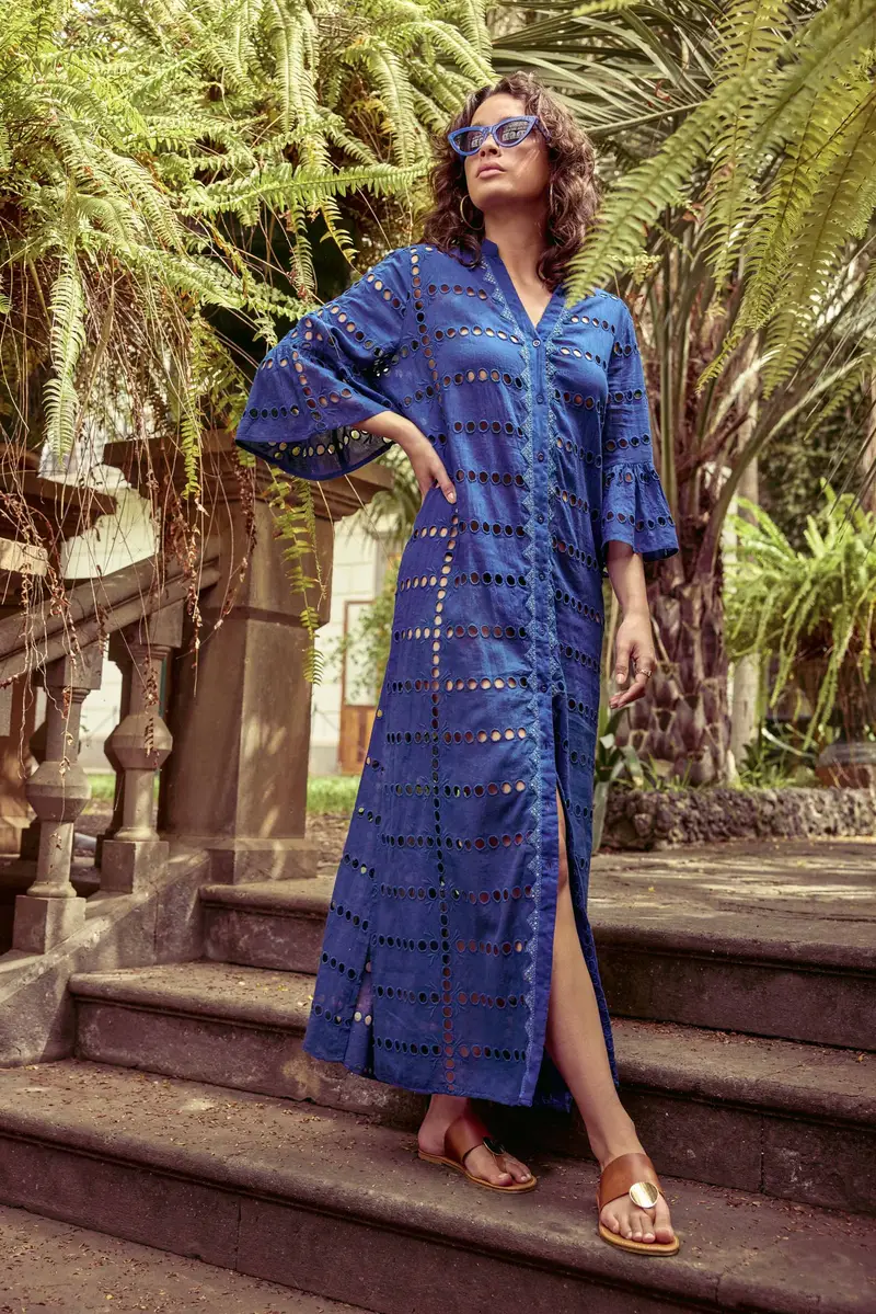 ABITO IN PURO COTONE TRAFORATO ZOE | Colore: Navy Blu | Taglia: M