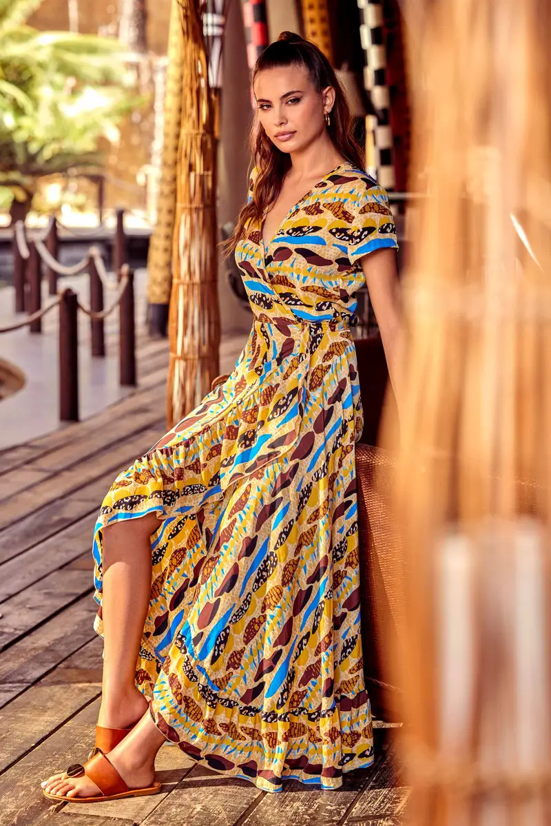 ABITO LUNGO A PORTAFOGLIO WENDY | Colore: Multi | Taglia: S