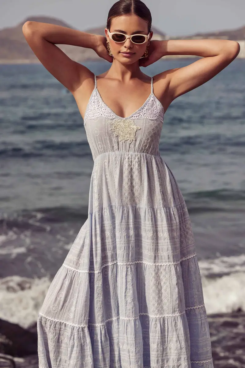 ABITO LUNGO CON SPALLINE ALYSSA | Colore: Light Blu | Taglia: S