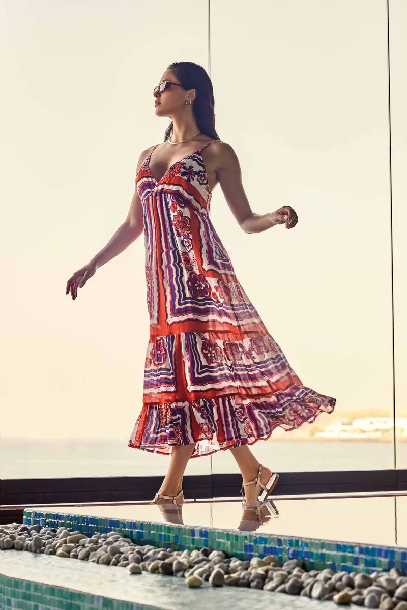 ABITO LUNGO CON SPALLINE AMBER | Colore: Multi | Taglia: S