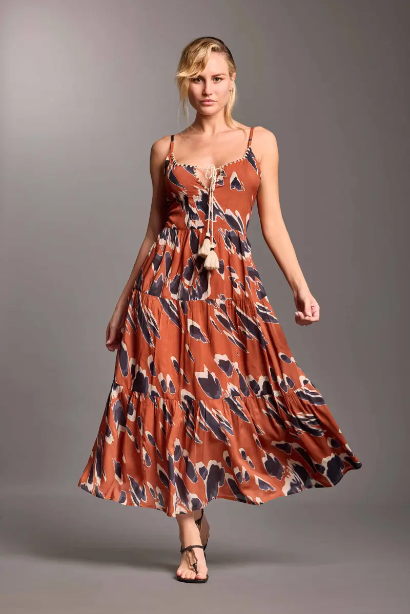 ABITO LUNGO CON SPALLINE ZOE | Colore: Marrone | Taglia: M