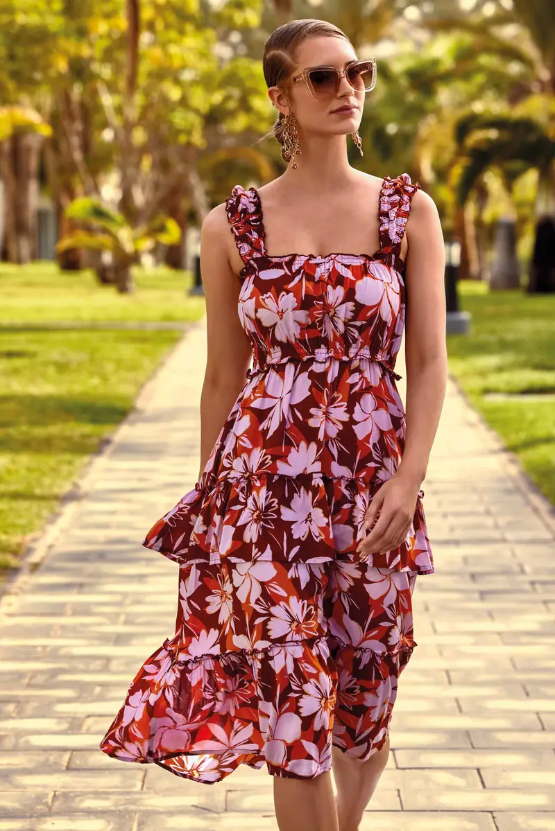 ABITO LUNGO FLOREALE CALYPSO | Colore: Multi | Taglia: L