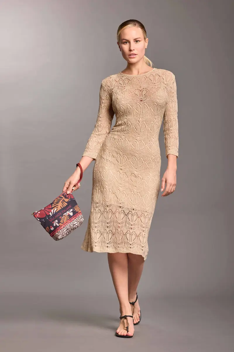 ABITO LUNGO IN PIZZO SOL | Colore: Sabbia | Taglia: S