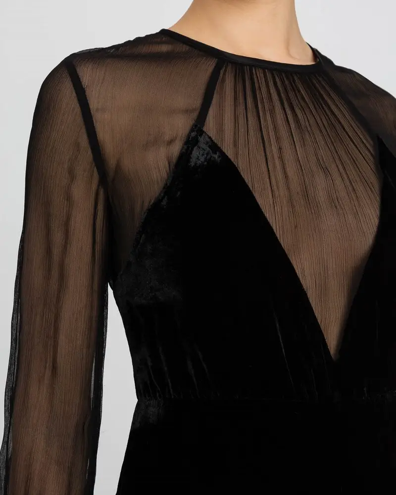 Abito lungo velvet nero miniatura 2