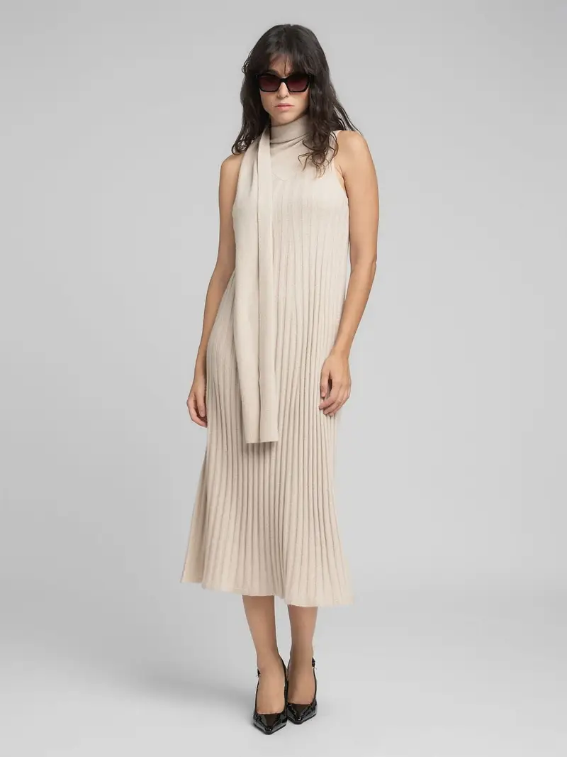 Abito Midi Con Collo A Sciarpa