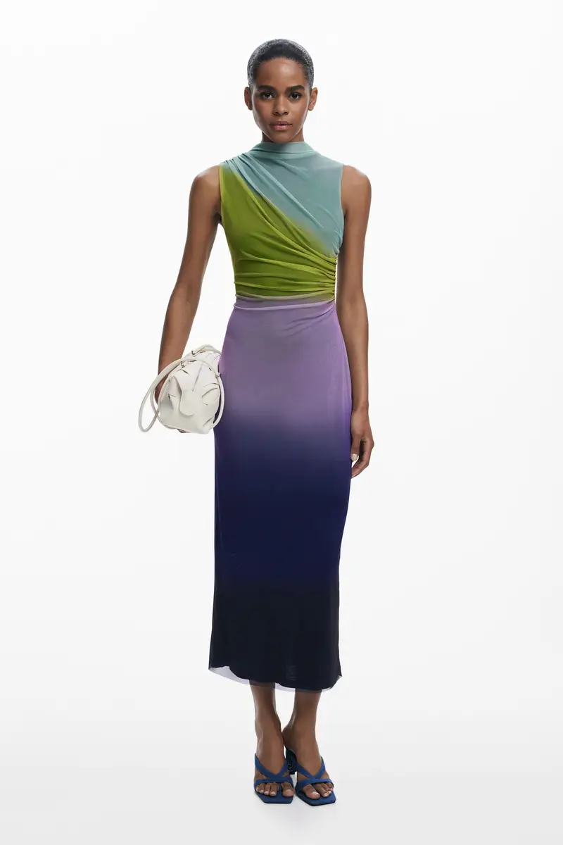 Abito midi in tulle sfumato