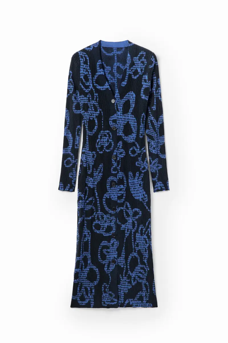 Abito midi maglia floreale