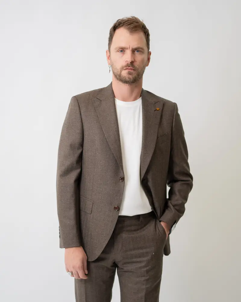 Abito Monopetto Spigato Marrone miniatura 2