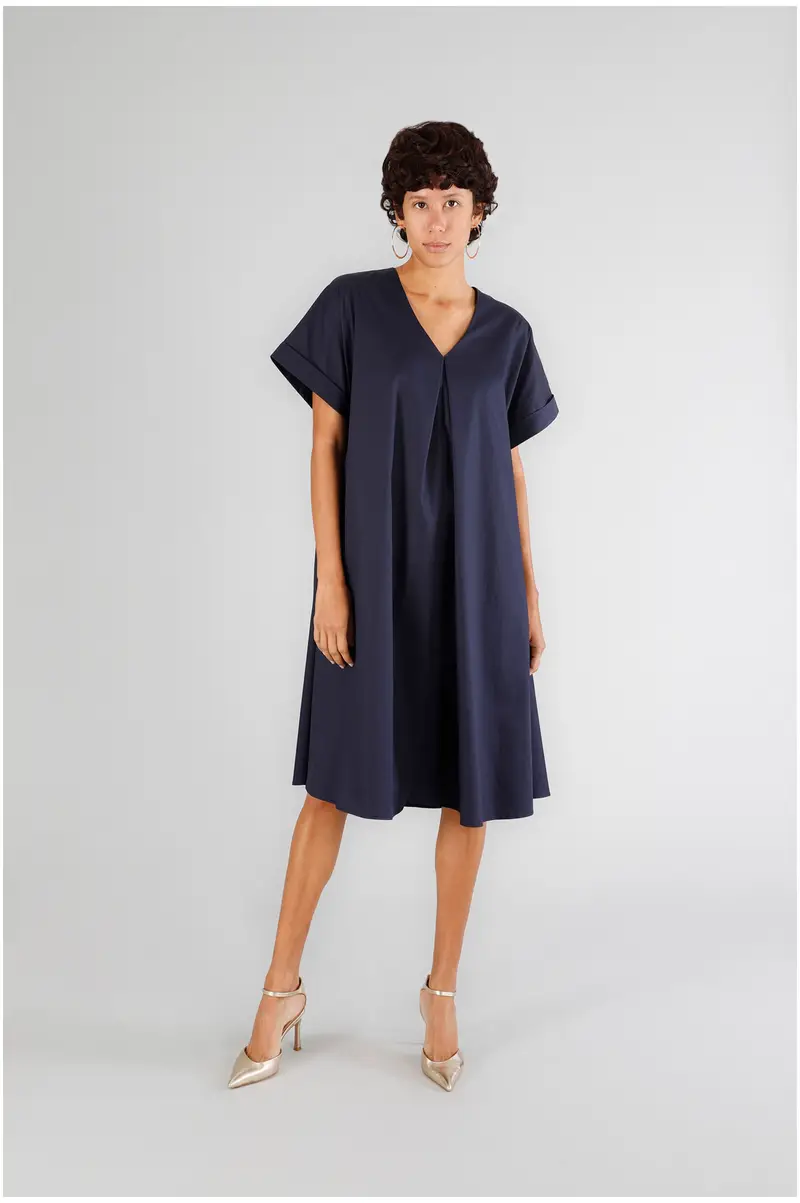 abito oversize con piega davanti navy