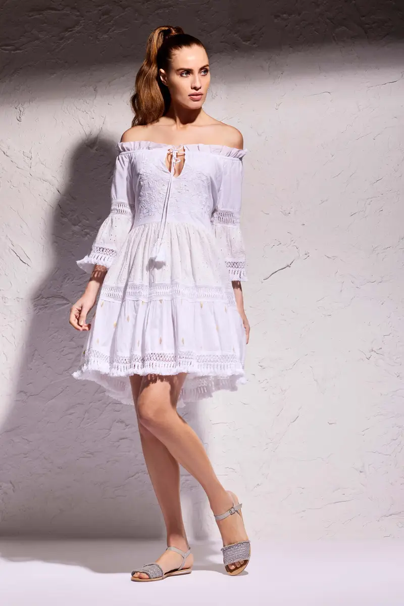 ABITO PIZZO E INTARSI | Colore: Bianco | Taglia: L