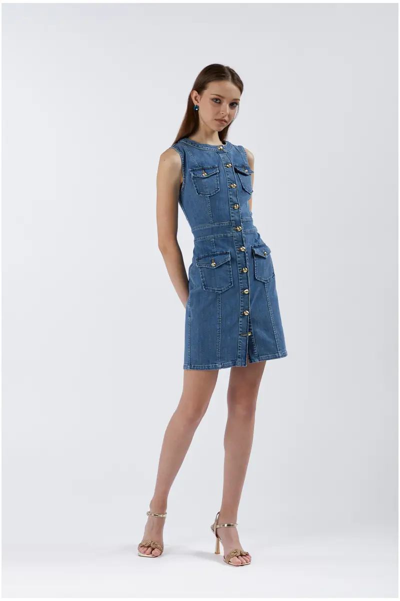 abito tipo tubino in denim sky 42