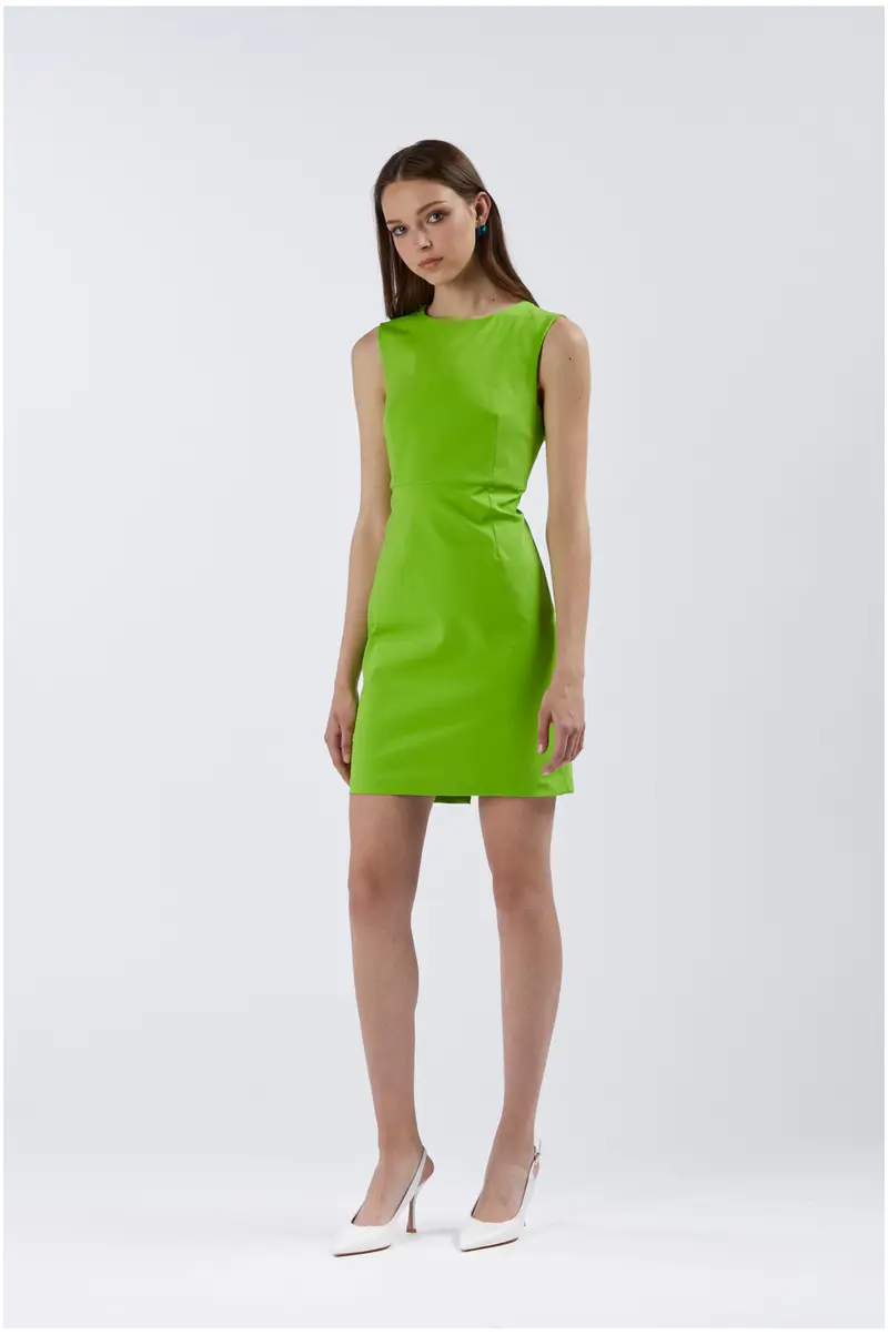 abito tubino smanicato in tessuto elasticizzato menta