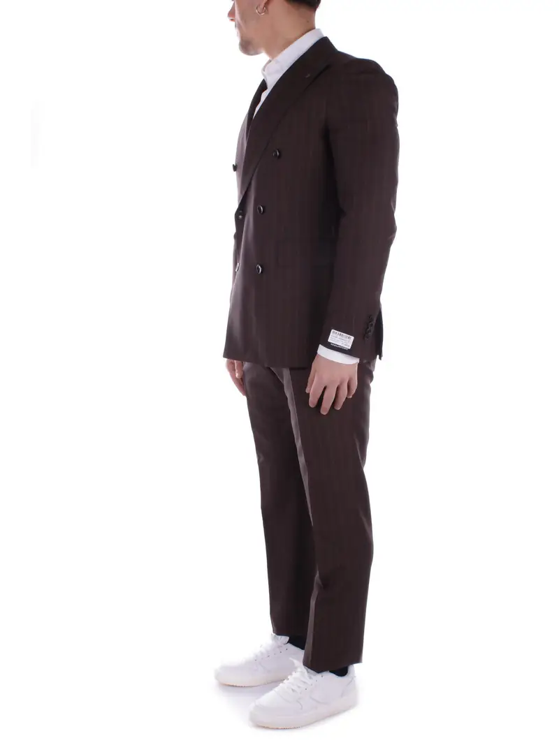 Abito Uomo TAGLIATORE Brown Abito gessato miniatura 2