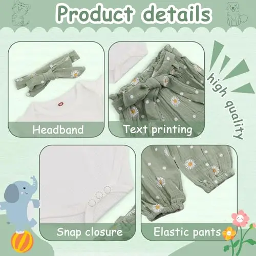 ABOHU Completo Neonata Vestito Pagliaccetto, Completo Neonata Elegante Tutina, Vestiti per Neonate, Neonate Compleanno miniatura 3