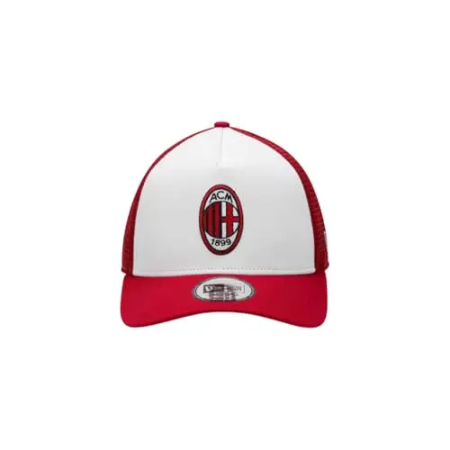 AC Milan Berretto Pom New Era X Logo Prodotto Ufficiale, Rosso/Nero, Unisex miniatura 2