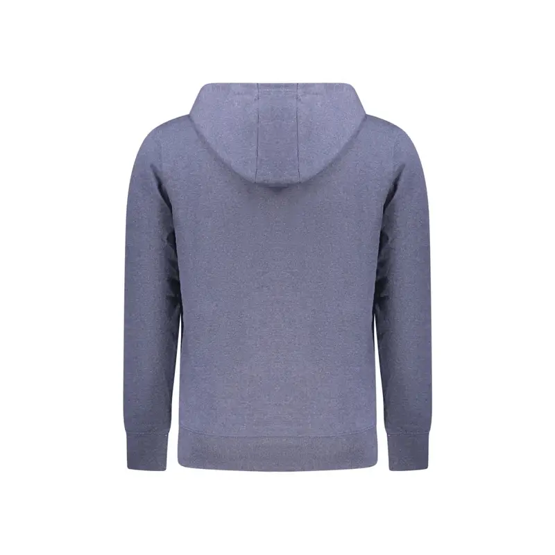 Felpa Uomo Blu Zip Cappuccio Felpata Logo miniatura 2
