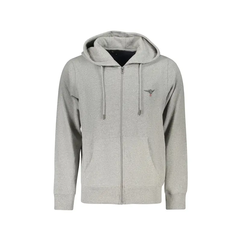 Felpa Uomo Grigia con Zip Cappuccio Logo Grigio