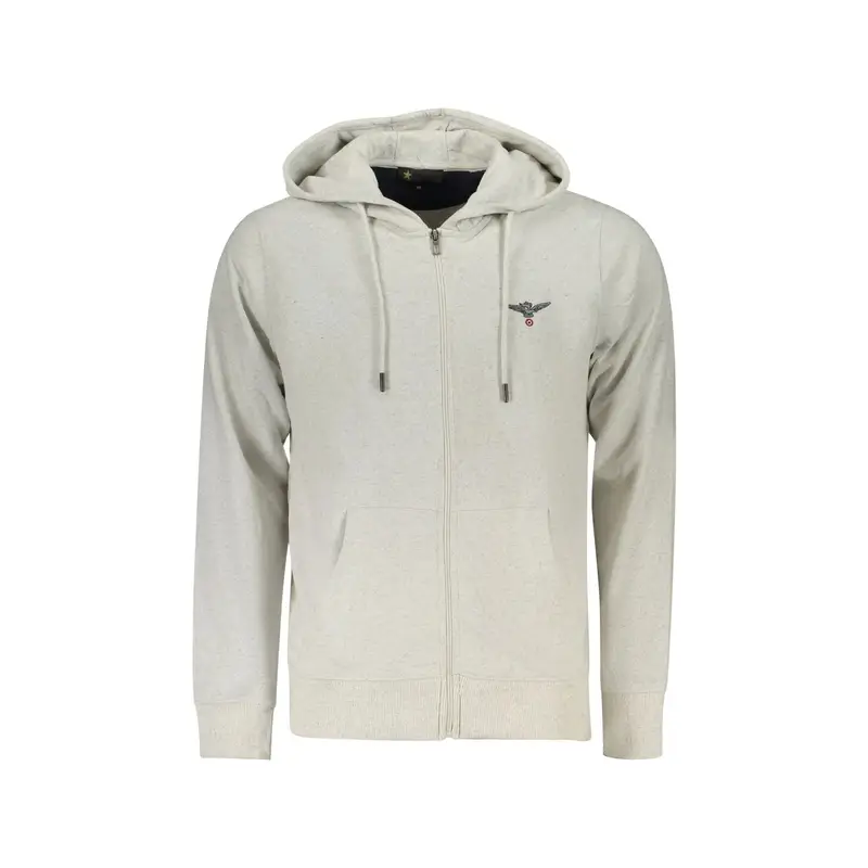 Felpa Uomo Grigia con Zip Cappuccio Logo Grigio