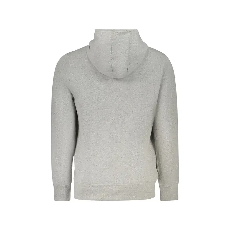 Felpa Uomo Grigia Zip Cappuccio Felpata Logo Grigio miniatura 2