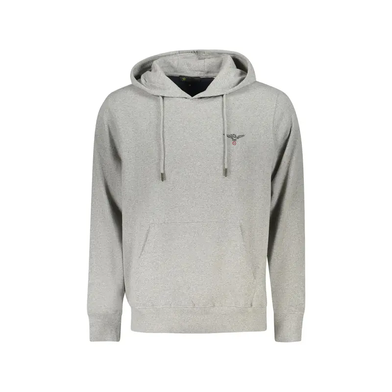 Felpa Uomo Grigia Zip Cappuccio Felpata Logo Grigio