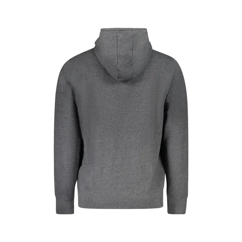Felpa Uomo Grigia Zip Cappuccio Felpata Logo Grigio miniatura 2