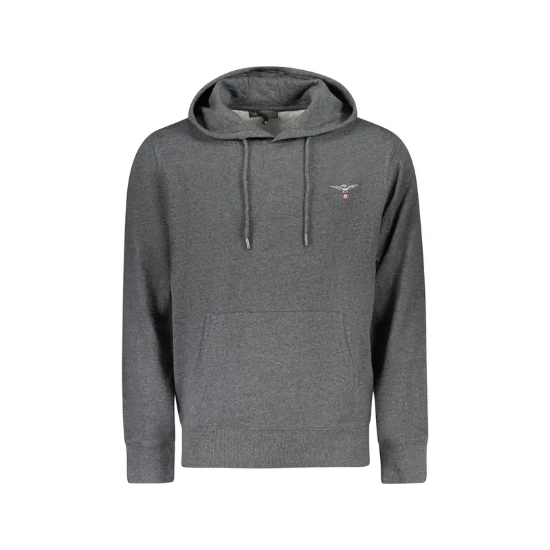 Felpa Uomo Grigia Zip Cappuccio Felpata Logo Grigio