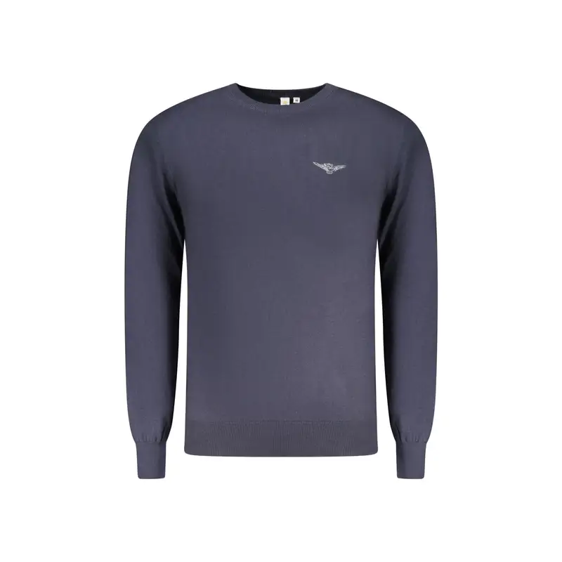 Maglia Uomo Blu Girocollo con Ricamo e Logo