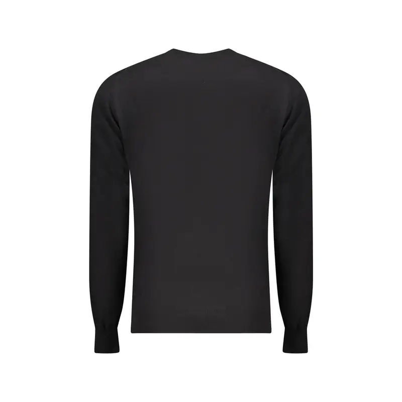 Maglia Uomo Nera Girocollo con Ricamo e Logo Nero miniatura 2