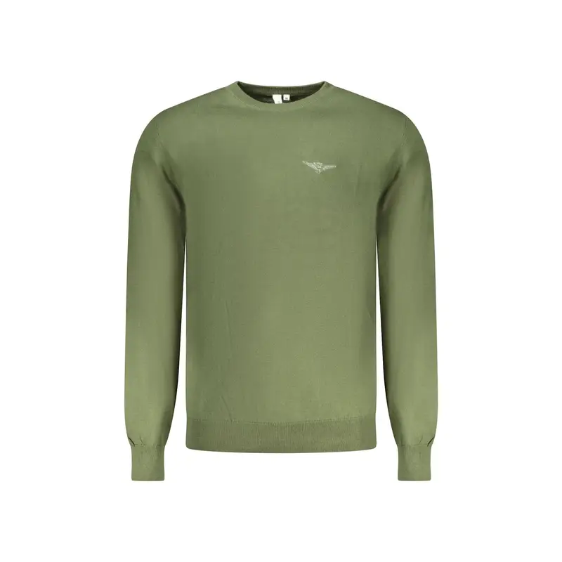 Maglia Uomo Verde Girocollo con Ricamo e Logo
