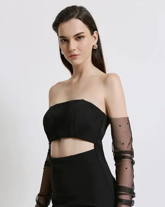 Abito Cut Out Nero miniatura 3