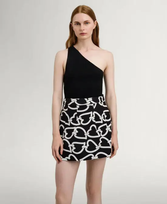 Gonna stampa cuori nero miniatura 2