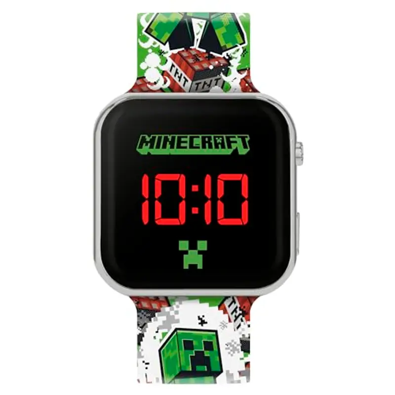 Accutime Minecraft Creeper MIN4181 - Orologio LED per bambini, colore: verde, Verde scuro, Moderno