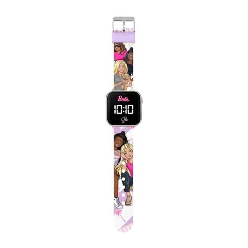Accutime Orologio da polso per bambini con cinturino stampato Barbie, rosa, Moderno miniatura 2