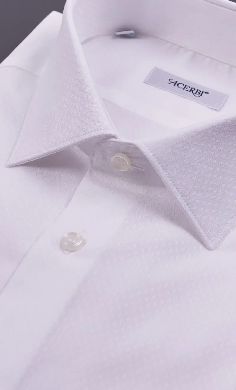 Camicia acerbi bianca microfantasia, colore bianco miniatura 2