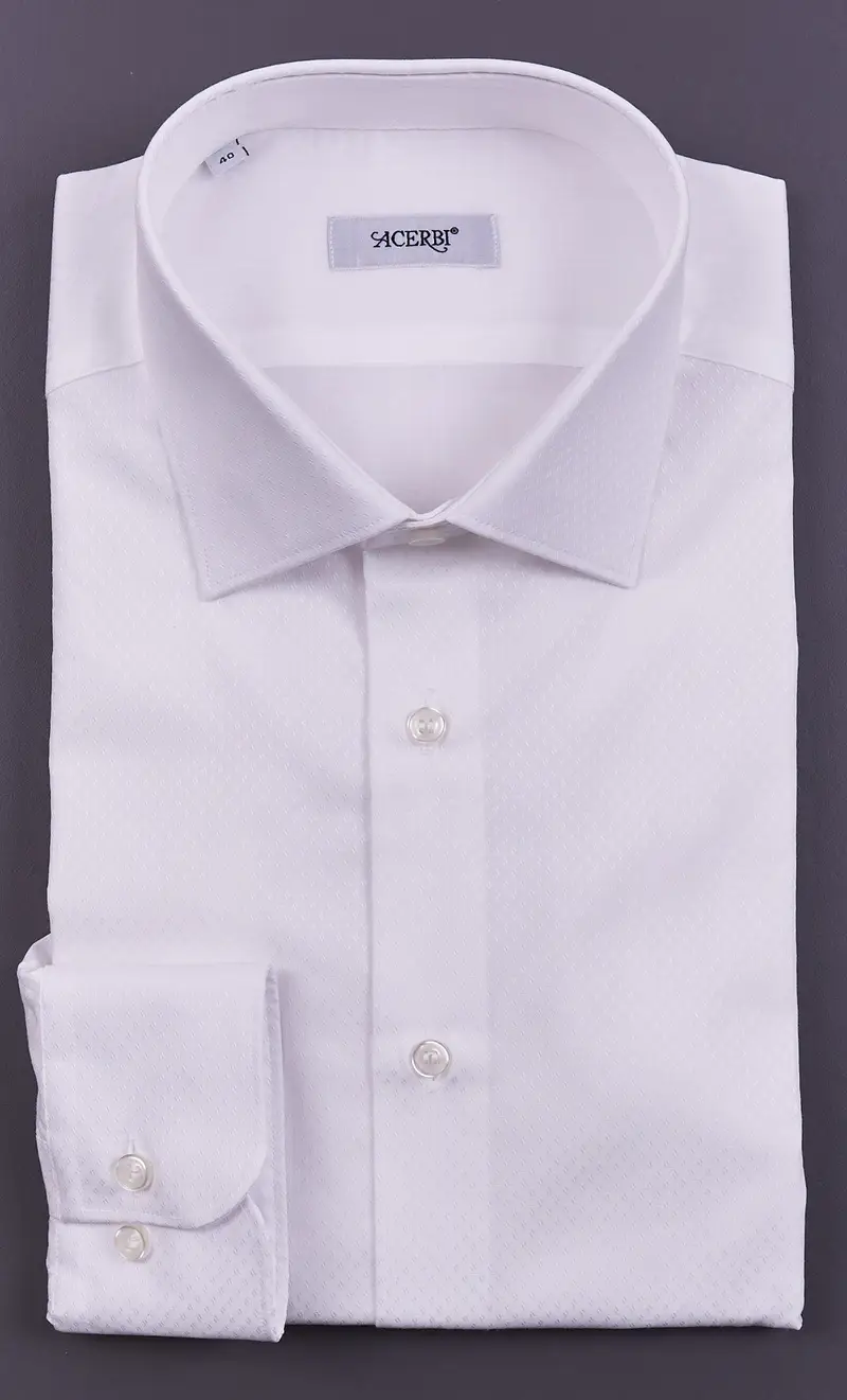 Camicia acerbi bianca microfantasia, colore bianco